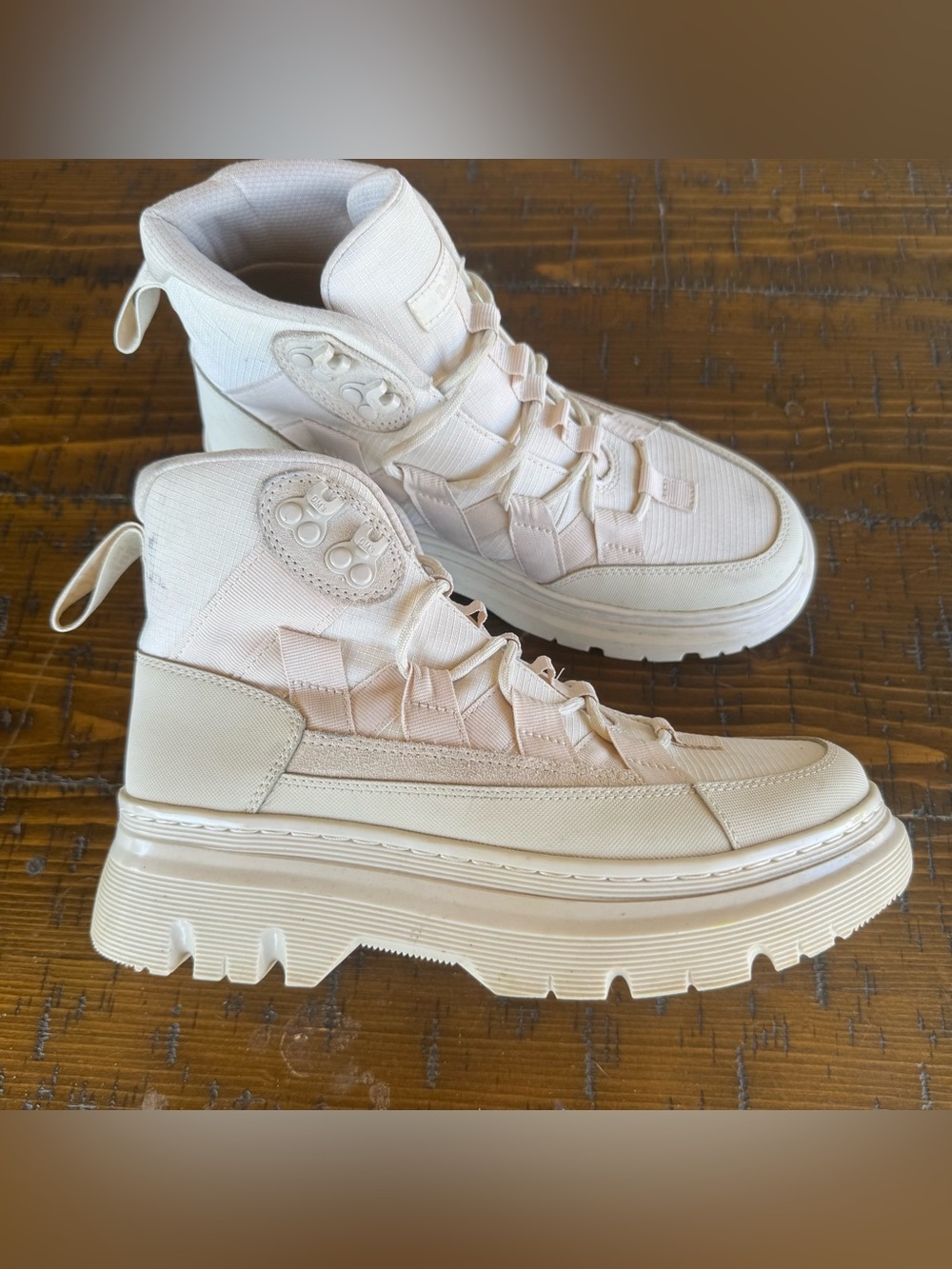 Dr Martens Boury Utility Boots Bone White Cream Beige Mens 8 Womens 9 Doc
